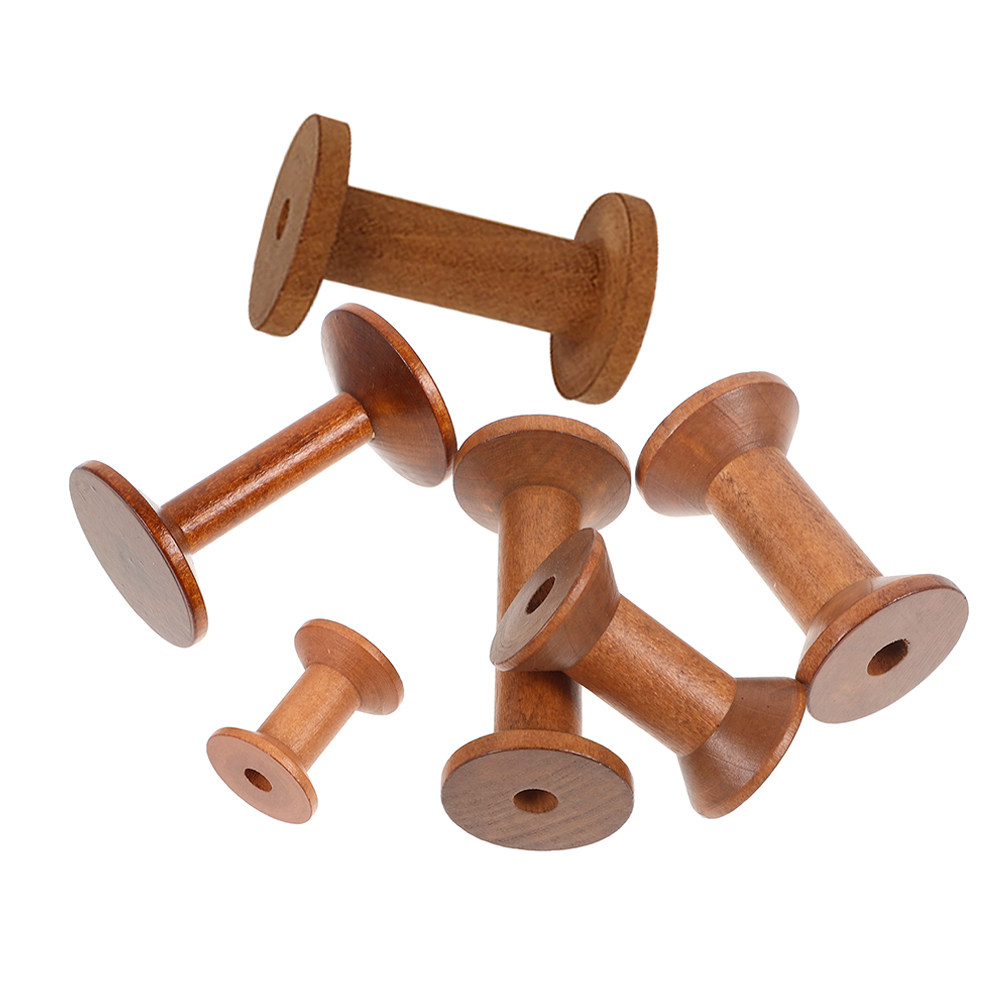 Embroidery Craft - 6 bobines en bois vintage, porte-fil