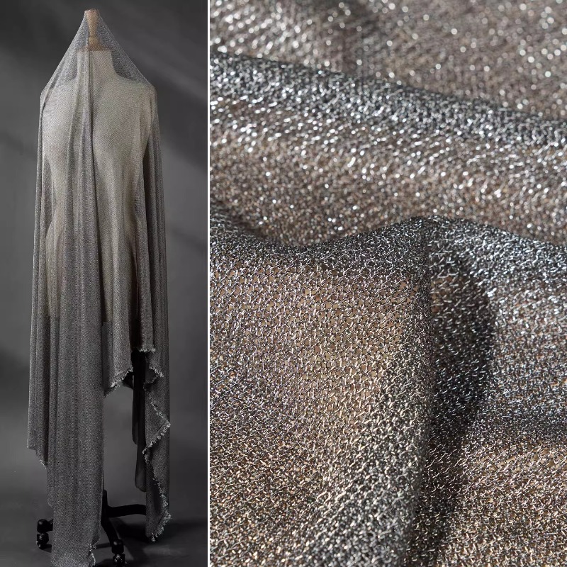 Tissu gris clair métallisé ext - Crystal Mesh Fabric avis et prix